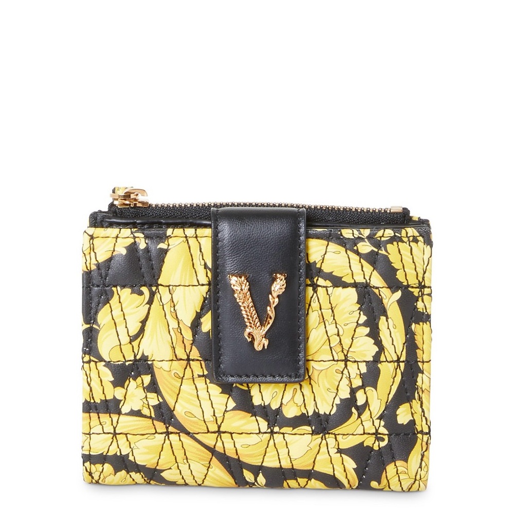 VERSACE Virtus Quilted Leather Wallet Gold and Black Pattern,Brand New With Tags - Picture 4 of 17